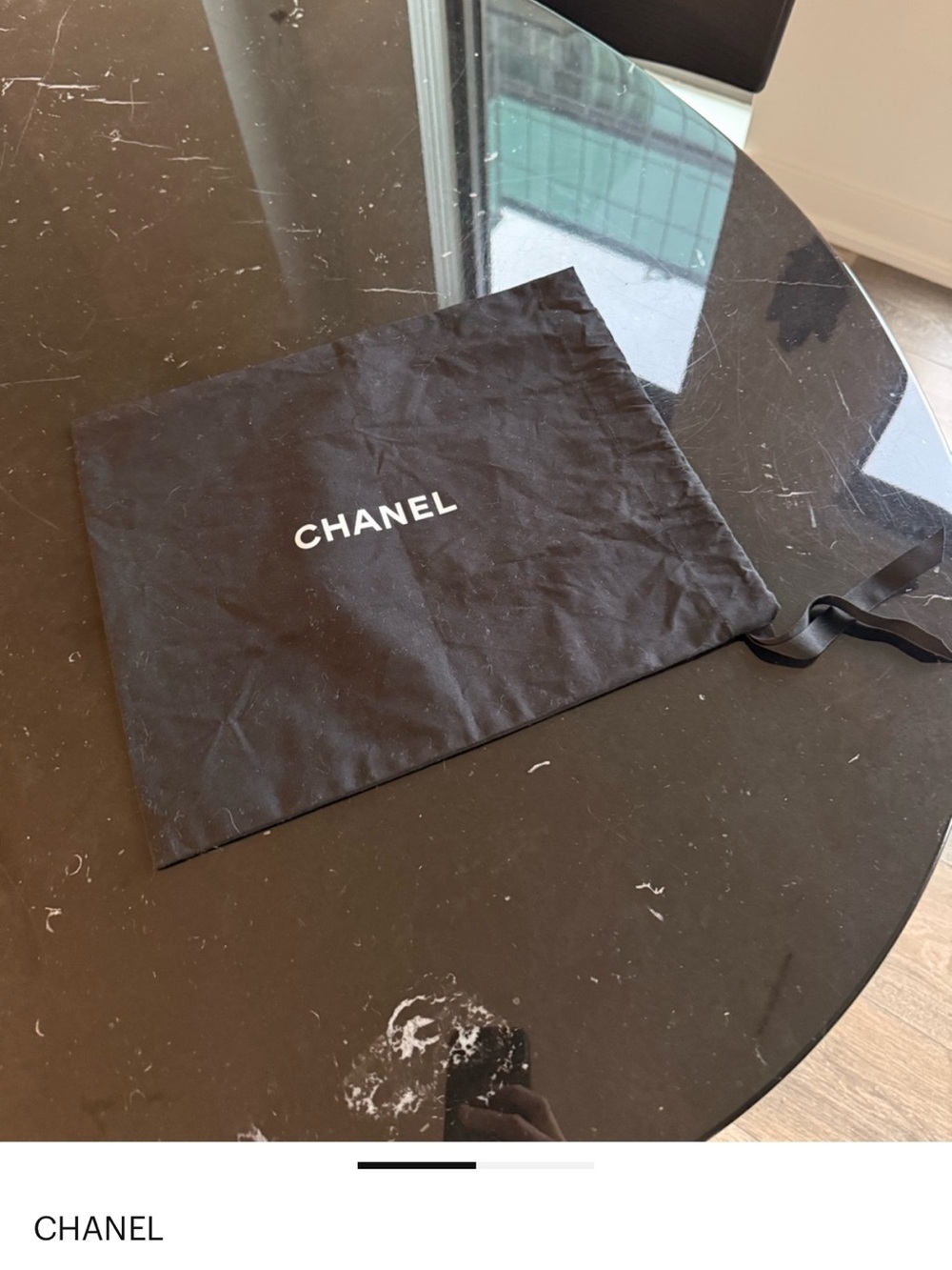 CHANEL Black Logo Drawstring Dust Bag